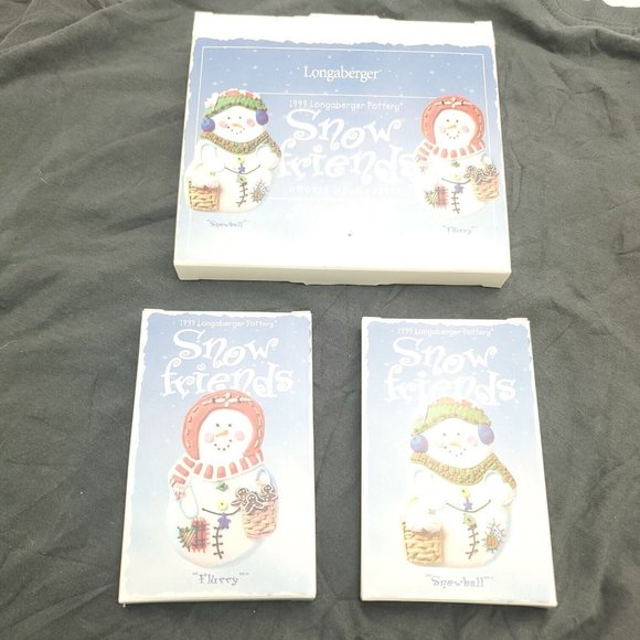 Longaberger 1999 Pottery Snow Friends Flurry & Snowball Crispy Suger Cookie Mold - Picture 1 of 10